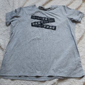 DKNY Sport Gray Short Sleeve Graphic Tee Casual Cotton Blend XL
